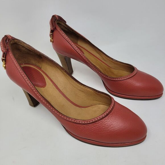 Chloe Italy Red High heel Pump EU Sz 38 US 7.5 UK 5 Style CH19165 Retail $690+ - Picture 8 of 8